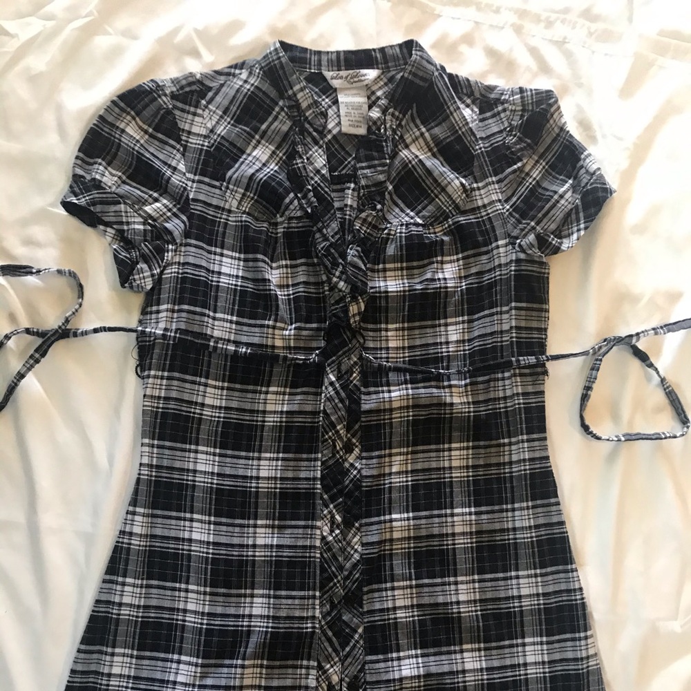 plaid dress, M -buttons